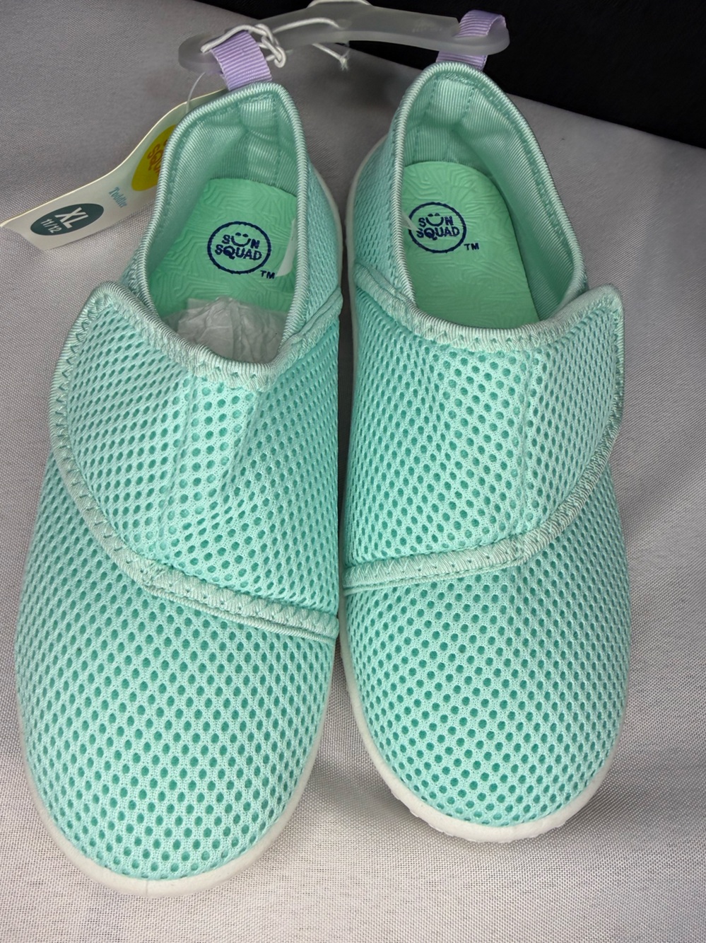 Sun Squad Toddler Mint Mesh Water Shoes with Velcro Easy On - Size XL 11/12 NWT